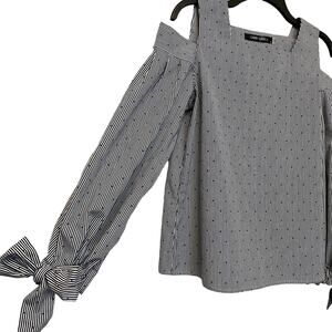 Gabby Isabella Cold Shoulder Top Blue Stripe Small